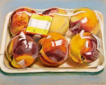  JF Painting - Peaches JF realism still life